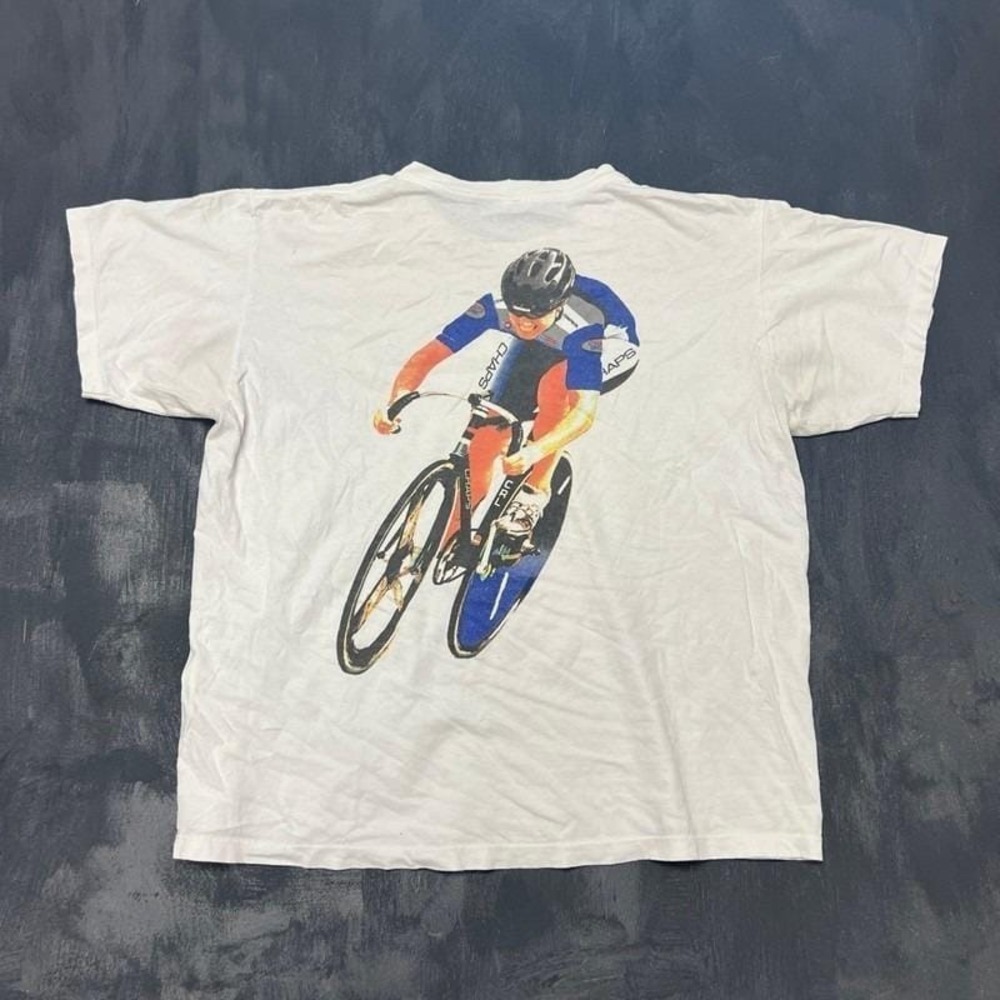 Vintage Chaps Ralph Lauren Cycling Shirt Large White 1990s